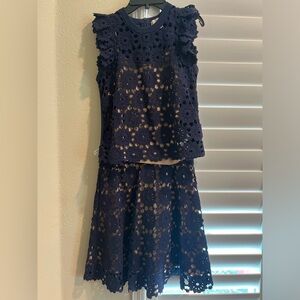 Michael Kors navy blue shirt and skirt